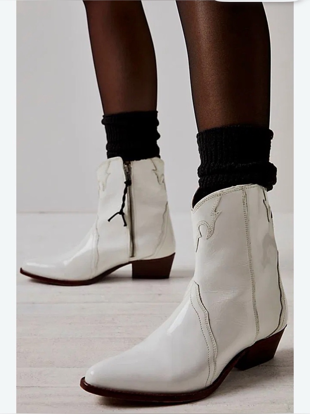 Free People White Leather Heeled Boots EU 39.5